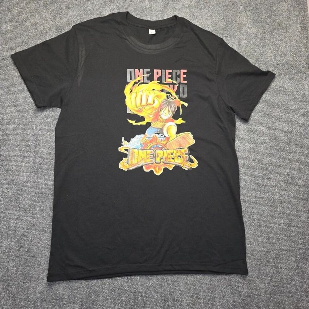 One Piece Luffy Men’s Size Large Black Anime Graphic T-Shirt Short Sleeve